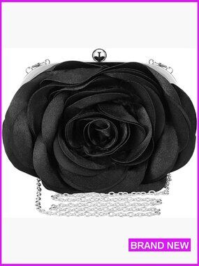 Evening Bag Flower Satin Handbag Clutch Purse Wristlet Formal Party Prom Wedding